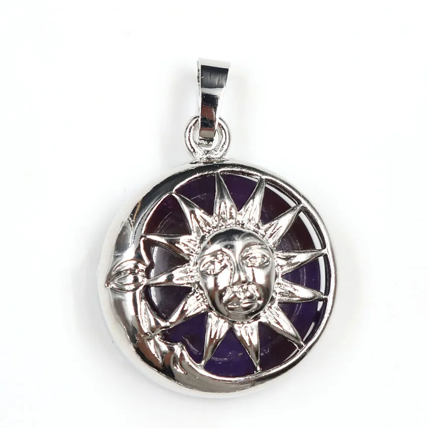 FYJS уникальный посеребренный медальон полый солнце тигровый глаз камень подвеска