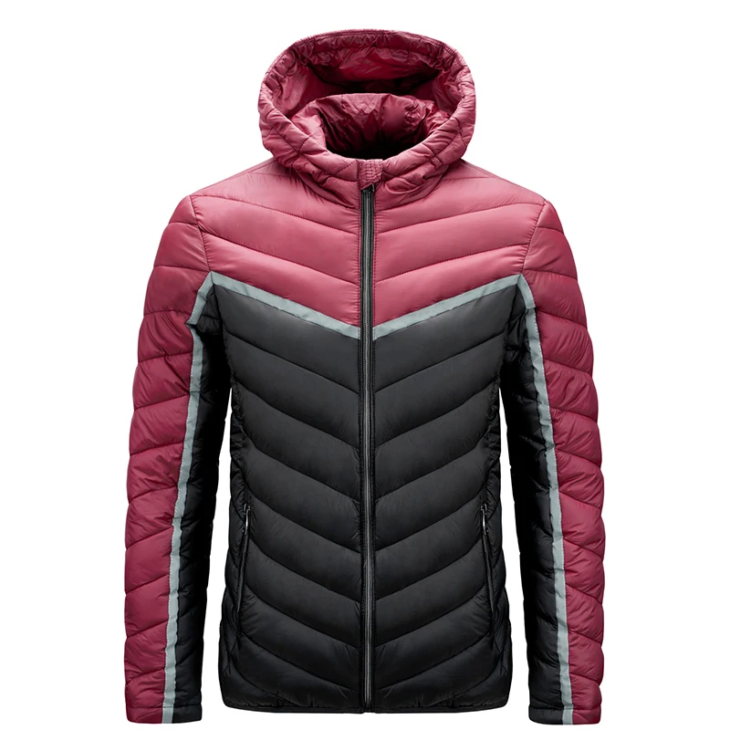 2020 New Winter Hoodied Parkas Men's Jacket Contrast Color Casual Fashion Warm Zipper Pocket Cotton Coat Large Size Men Clothing