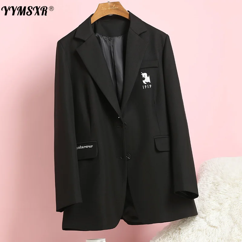 

YYMSXR Small Suit Jacket Female Spring and Autumn Korean Style Fashion Straight Temperament Casual Fried Street Blazer Female