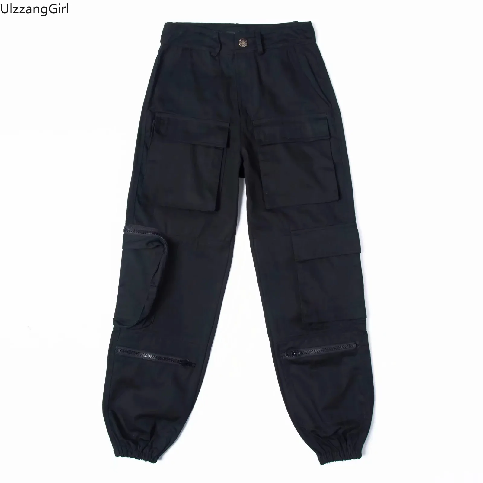 Брюки карго на молнии с завышенной талией свободные джоггеры карманами уличная