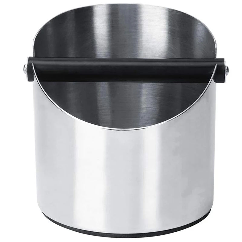 Coffee Grounds Container Round Stainless Steel Knocker Box for Barista Non-Slip Espresso Bins Grinding (158X140mm) |