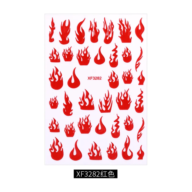 XF3282Red Ультратонкий дизайн ногтей Mirage Aurora Flame осенние слайдеры Nailart стикеры самоклеящиеся огненная фольга matrica для маникюра Deco Tips - Цвет: XF3282Red