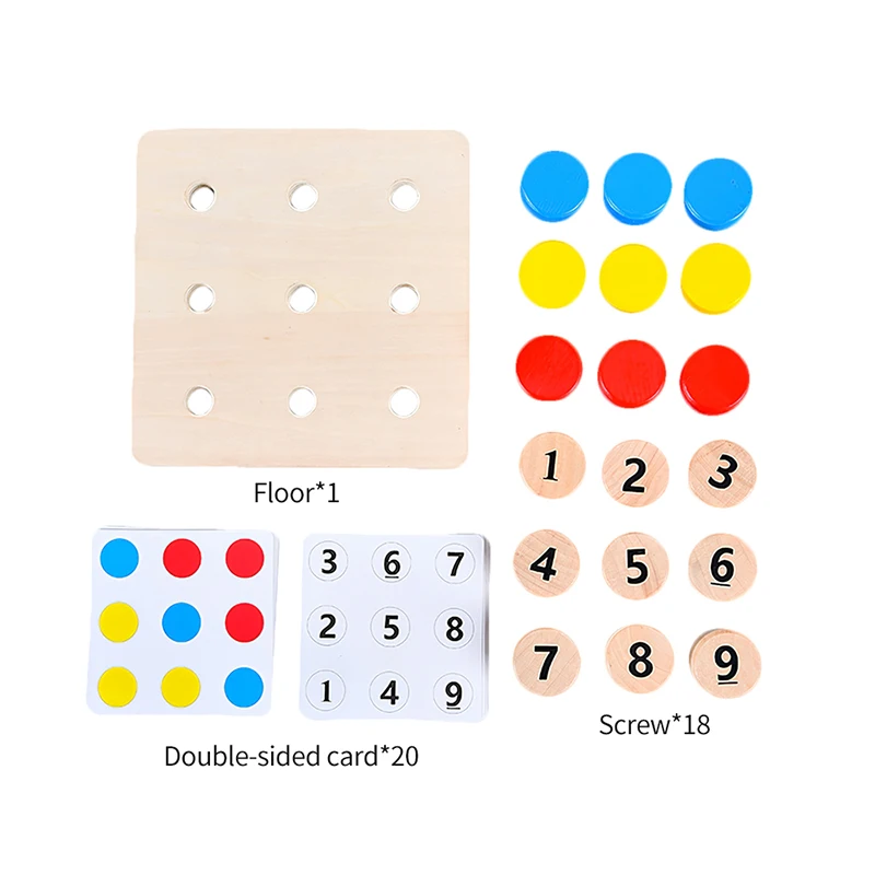 

Montessori Screw Nut Assembling Wooden Board Color Match Practical Life Hands-On Learning Educational Toys For Children