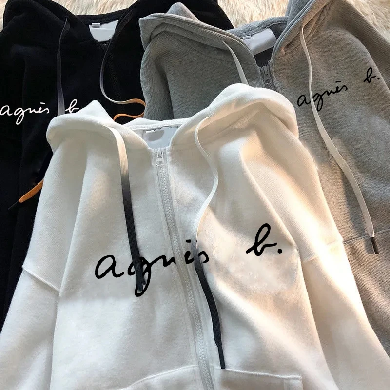 

Cotton women's Hoodie, large, loose, zipper, oversized crew neck, top