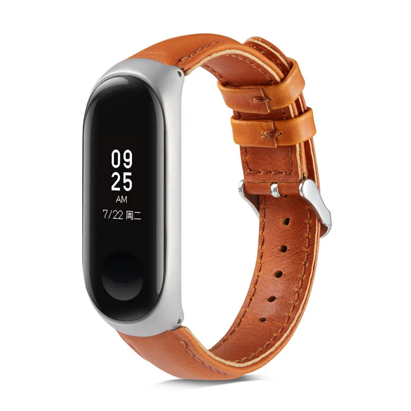 Ремешок из натуральной кожи для xiaomi mi band 4 Браслет фитнес спортивные