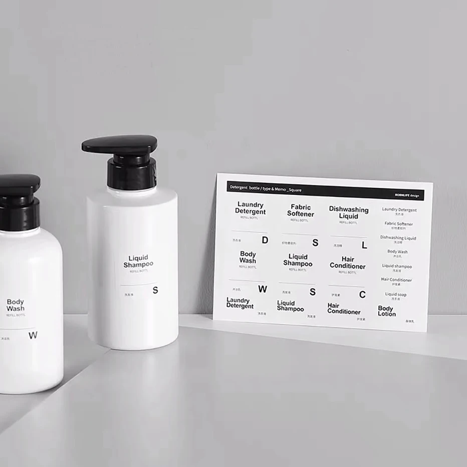 Bottle Stickers Self Adhesive Printed Labels for Shampoo Lotion Soap Dispenser Clothes Laundry Room Kitchen Home Use | Дом и сад