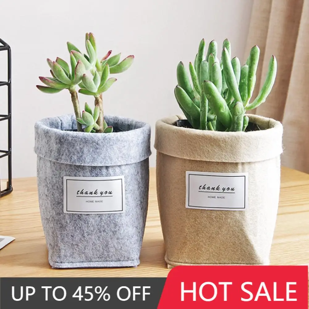 

Home Furnishing Flower Pot Retro Indoor Simple Succulent Gardening Flower Pot Wool Felt Desktop Flower Basket Flower Pot