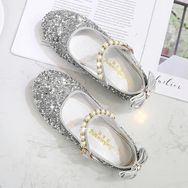 New Girls Leather Princess Sandals Children's 2020 Summer Sequins Kids Lovely Style Fashion Shoes Size 24-37 Sandalet | Мать и