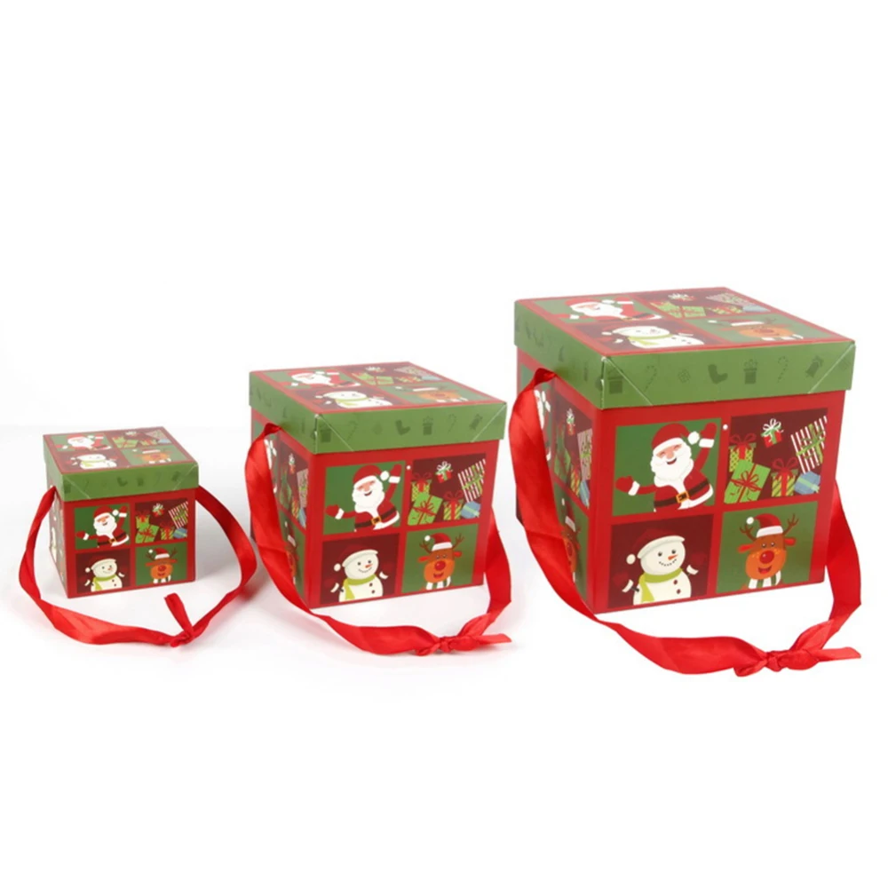 

3Pcs Merry Christmas Candy Box Bag Christmas Tree Gift Box Paper Box Gift Bag Container Supplies with Lids