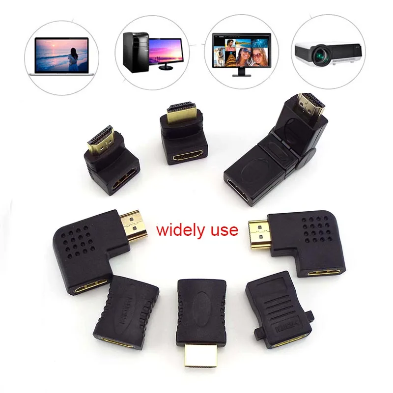 2 in 1 Male to Female HDMI-compatible Converter Mini Micro Adapter Extender Cable Laptop 1080P HDTV 90 180 270 360 Degree | Электроника