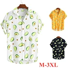 Мужская флуоресцентная рубашка, летняя рубашка с принтом авокадо, в гавайском стиле, с коротким рукавом, мужские повседневные топы 3XL, размера плюс