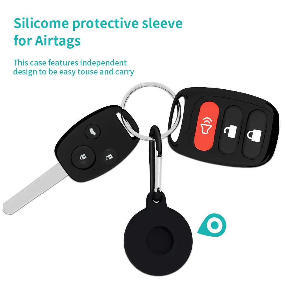 

Protector Cover With Keychain For AirTags Shockproof Silicone Anti-Scratch Anti-Fall Sleeve Protective Case Shell AirTag holder