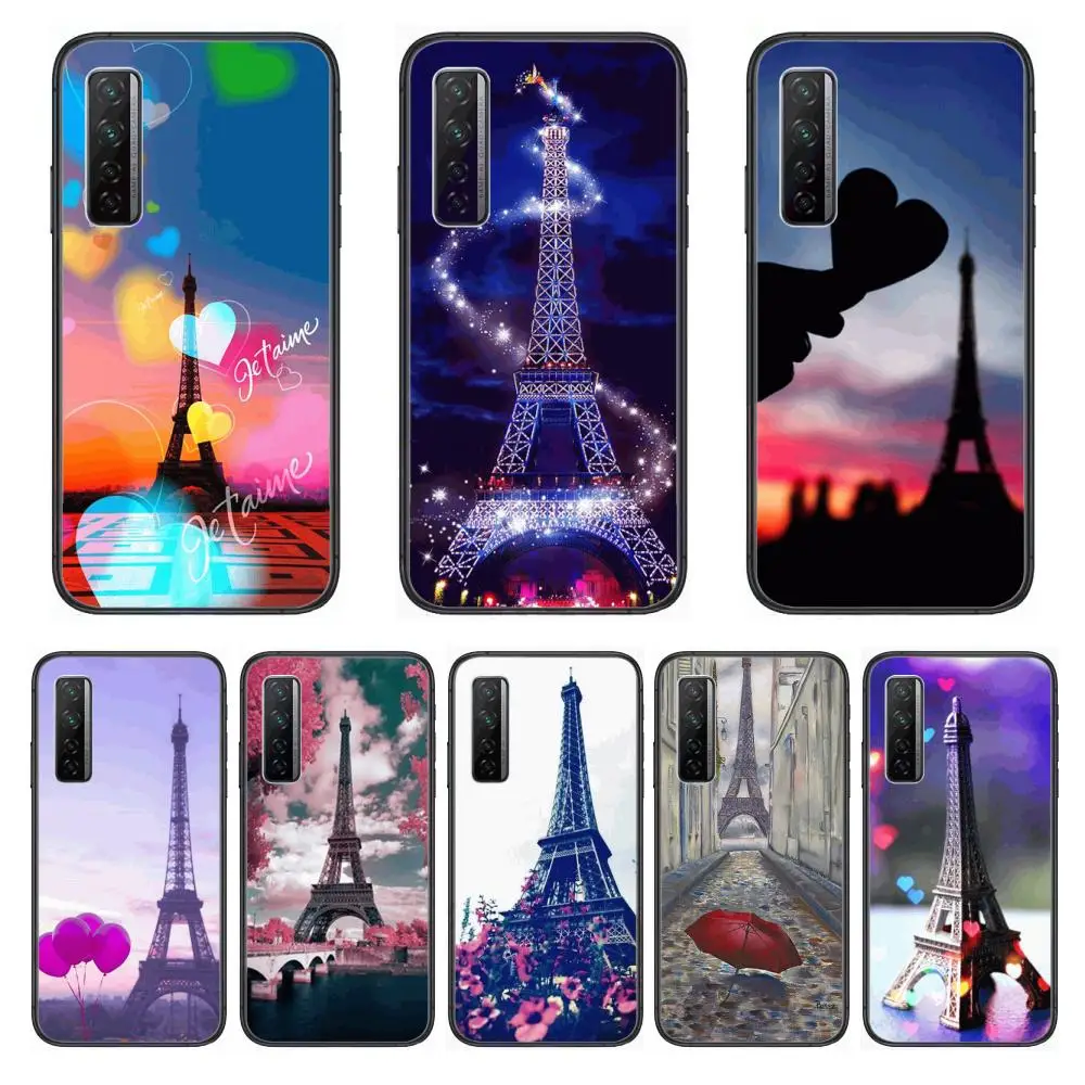 

Paris Eiffel Iron Tower Phone Case For Huawei Nova 2 3 4 5 6 7 8 SE i E Pro Lite Black Etui Coque Painting Hoesjes comic fashio