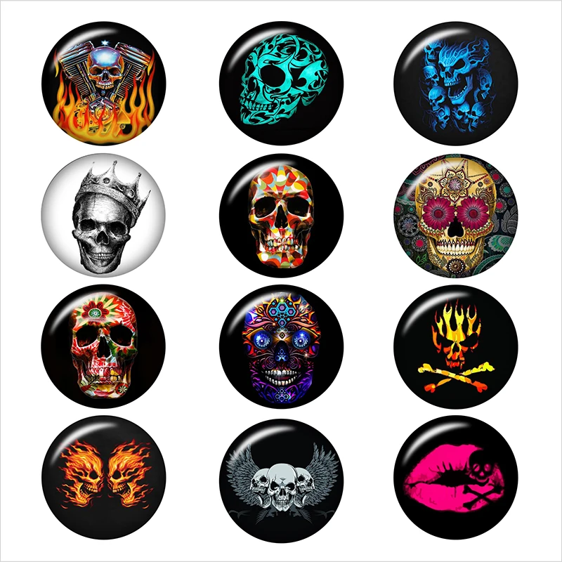 Смешанные стеклянные кнопки ювелирные изделия череп цветок на Хэллоуин для DIY