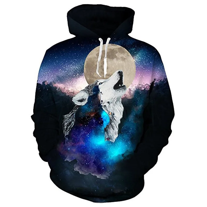 

2021 cross-border casual sweater animal wolf 3D printing couple hooded sweater lightweight breathable hoodie