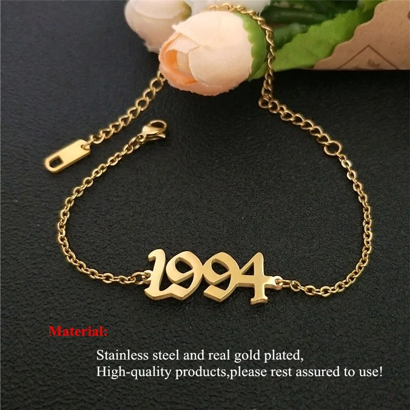 От 1991 до 2000, ножные браслеты для детей с датой рождения и цифрами в английском стиле, женский браслет BFF, ювелирные изделия, Tobilleras Pulsera Para Tobillo