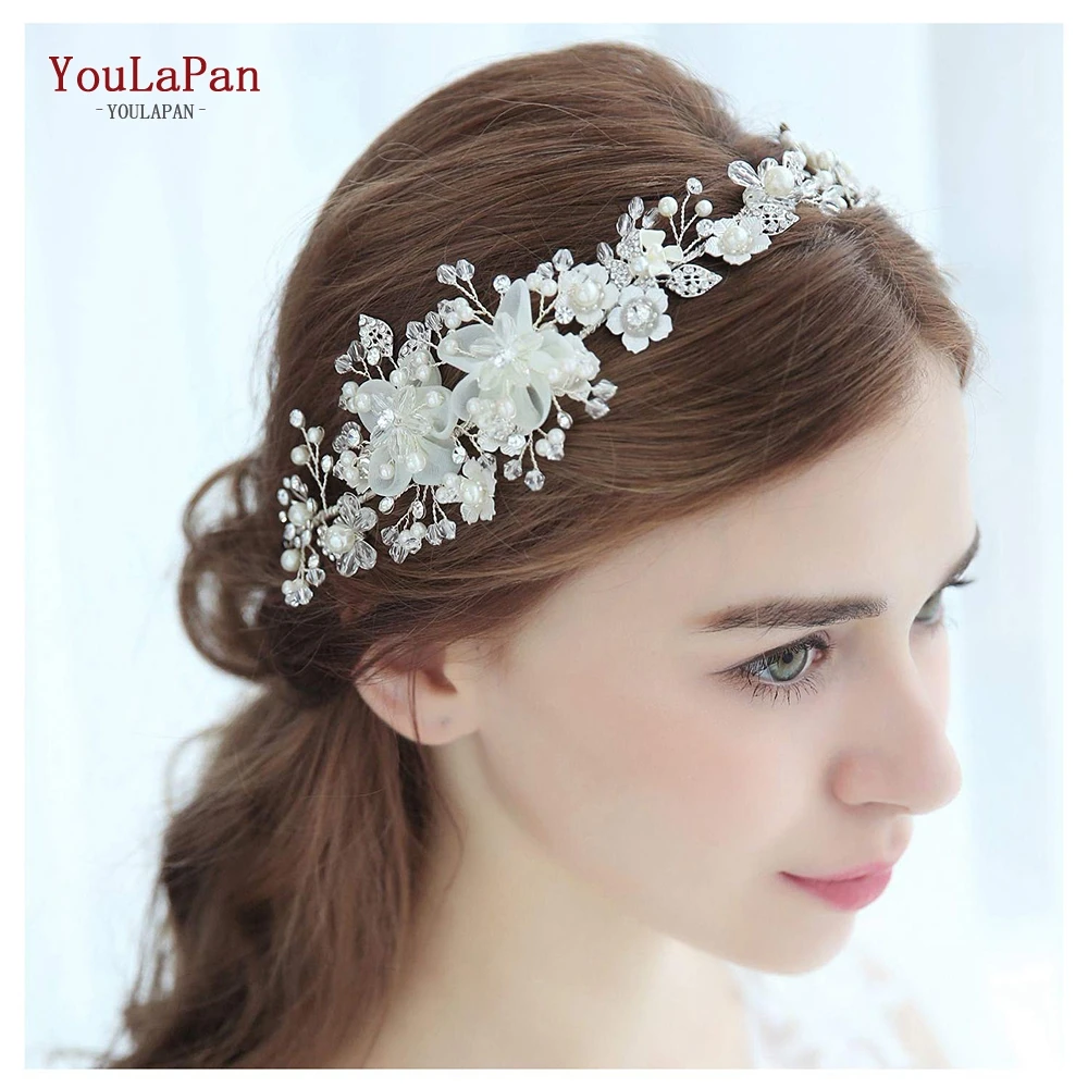 Свадебные головные уборы YouLaPan HP275 с серебряными листьями свадебные цветочные