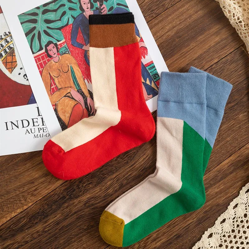 

Japanse Style Colorful Cute Patchwork Funny Socks New High Quality Women Simple Cotton Winter Socks Calcetines Mujer Skarpetki