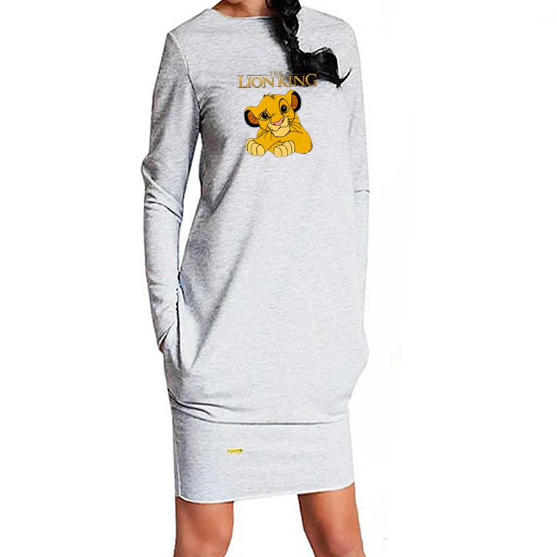

The Lion King Bodycon Dress Kawaii Simba Pocket Vestidos Vintage Sexy Casual Slim Autumn Spring Dresses Femme Robe Woman Clothes