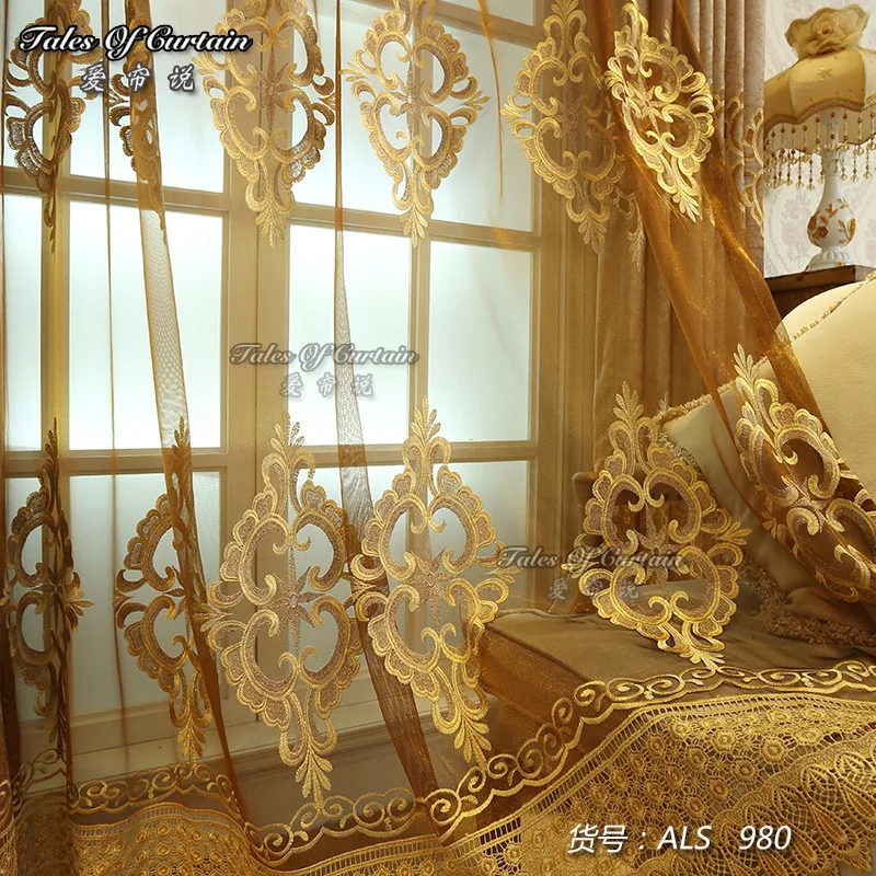 

European Style Chenille Embroidery Curtain Customization Curtains for Living Dining Room Bedroom