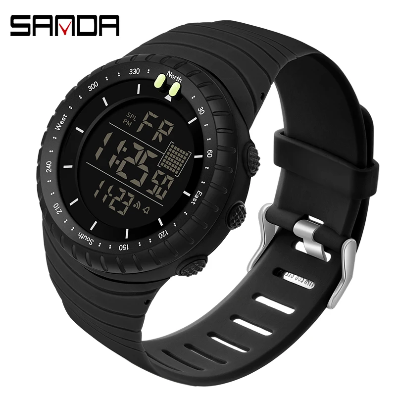 

SANDA Fashion Leisure Sports Rubber Electronic Watch Waterproof Alarm Clock Chronograph Luminous Multifunctional Men's Watch