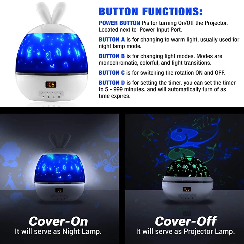 

Night Lights for Kids with Timer, Star Projector Bedroom Sleep Light