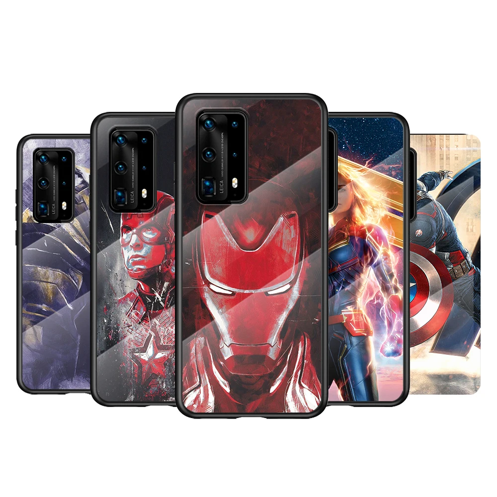 

Tempered Glass Cover Marvel Super Hero Avenger For Huawei P40 P30 P20 P10 Pro Plus Lite 5G 2019 Phone Case