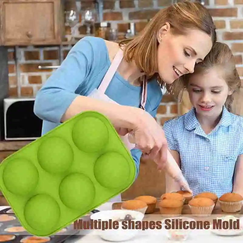 

6 Holes Large Semi-circular Semi-spherical DIY Silicone Cake Kitchen Baking Fudge Chocolate Dessert Candy Mold Mold G2S3