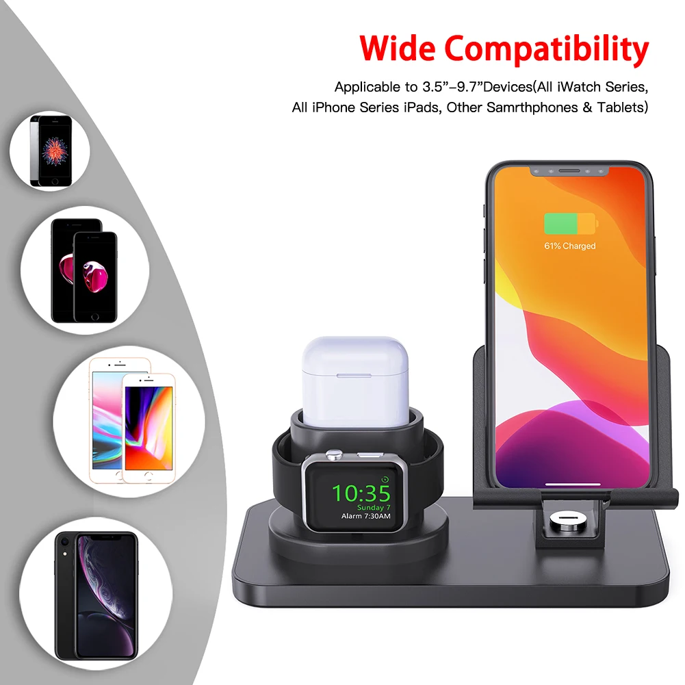 3 в 1 зарядная док станция для Iphone X 8 7 6 Силиконовая Подставка зарядки Apple watch