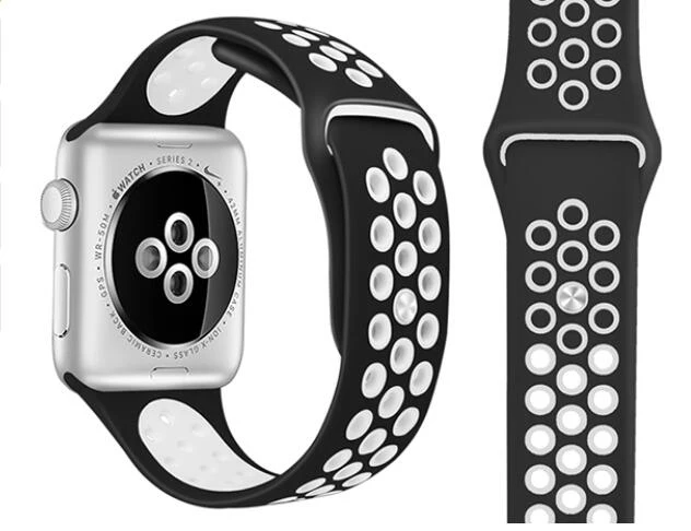 Серия 1/2/3/4/5 спортивный браслет для наручных часов Apple Watch 38 мм 40 мм 42-44 мм, ремешок для наручных часов iwatch, браслет - Цвет ремешка: blackwhite