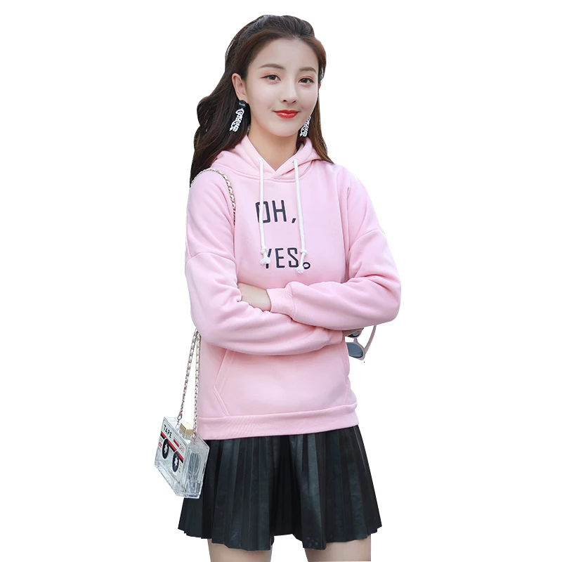 Женская спортивная одежда с капюшоном на осень белым розовым хлопковым пальто и