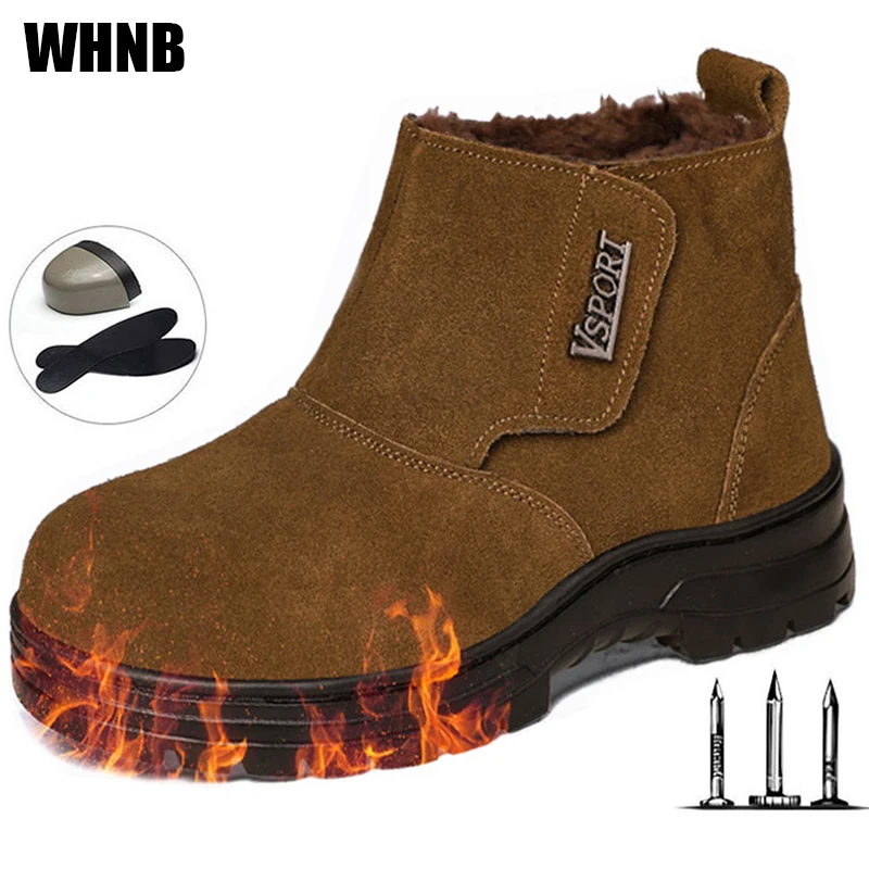 Кожаная защитная обувь для мужчин стальной носок защита от ударов проколов