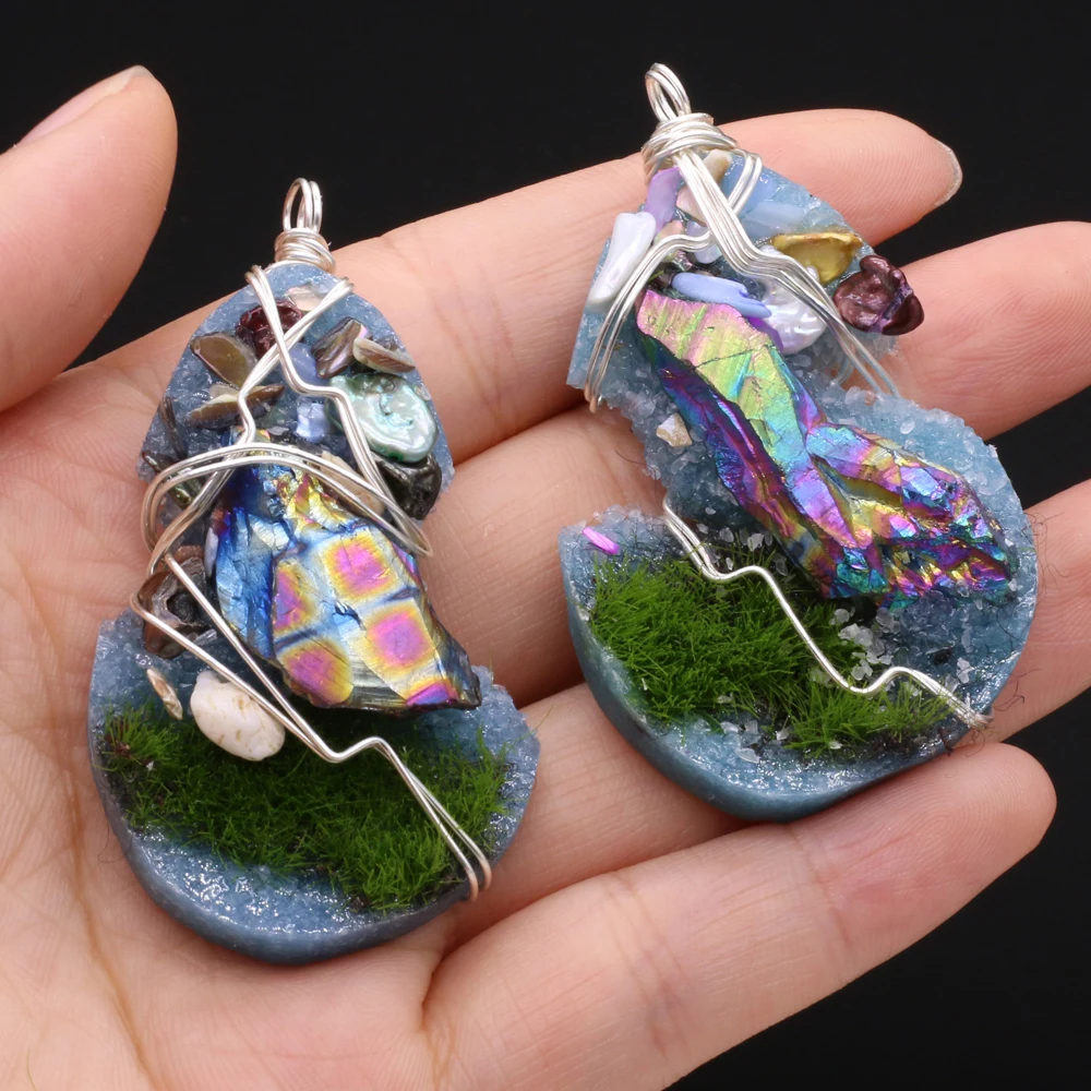 

New Style Natural Stone Irregular Resin Winding Pendant For Jewelry Making DIY Necklace Bracelet Accessory