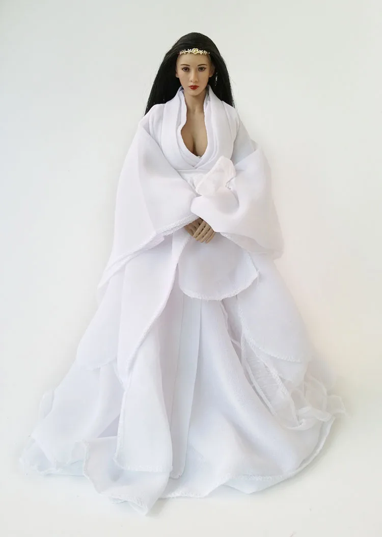 1/6 Ancient costumes of female soldiers white and light ancient dresses suitable for steel bones big breasts plastic body | Игрушки и