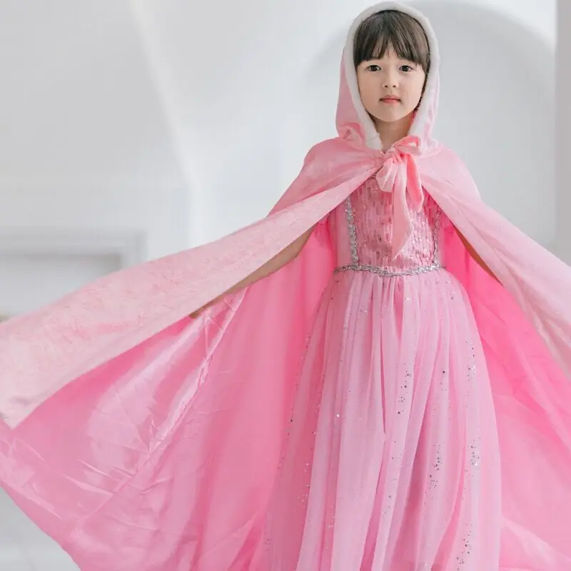 Зимняя накидка принцессы для девочек на Хэллоуин Анна Эльза София Белль девушек |