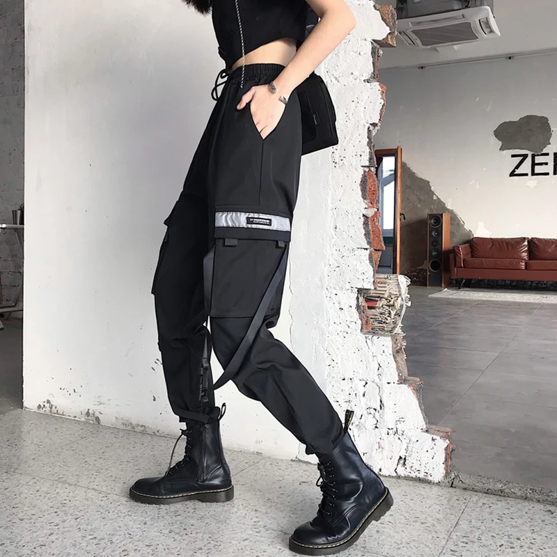 Женские свободные брюки карго уличные мешковатые с высокой талией