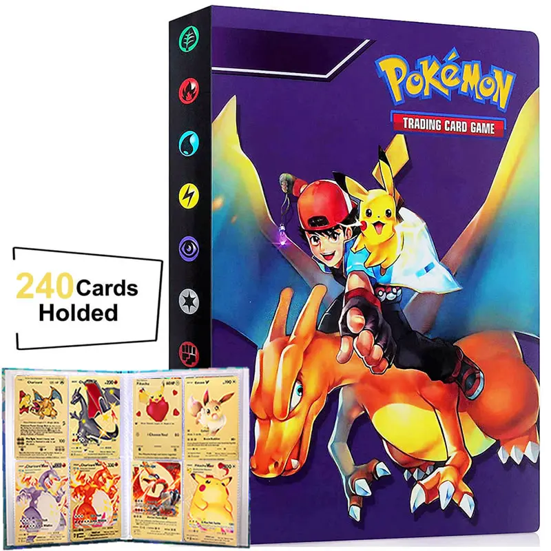 

240pcs Holder Collections Pokemon Album Anime Livre Pokémon Characters Card Book Playing Game Trainer Map Binder Folder Toy Gift