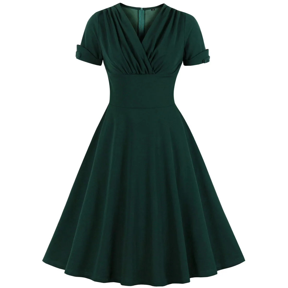 

Однотонная винтажная женская обувь по колено вечерние платье 50-х 60-х зеленый темно-красный Открытое платье без рукавов с v-образным вырезом ...