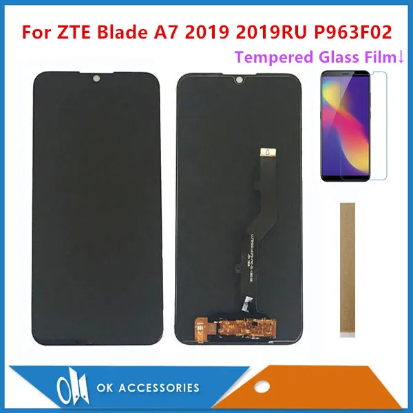 

6.09 Inch For ZTE Blade A7 2019 2019RU P963F02 LCD Display With Touch Screen Digitizer Sensor With Tempered Glass Film And Tape