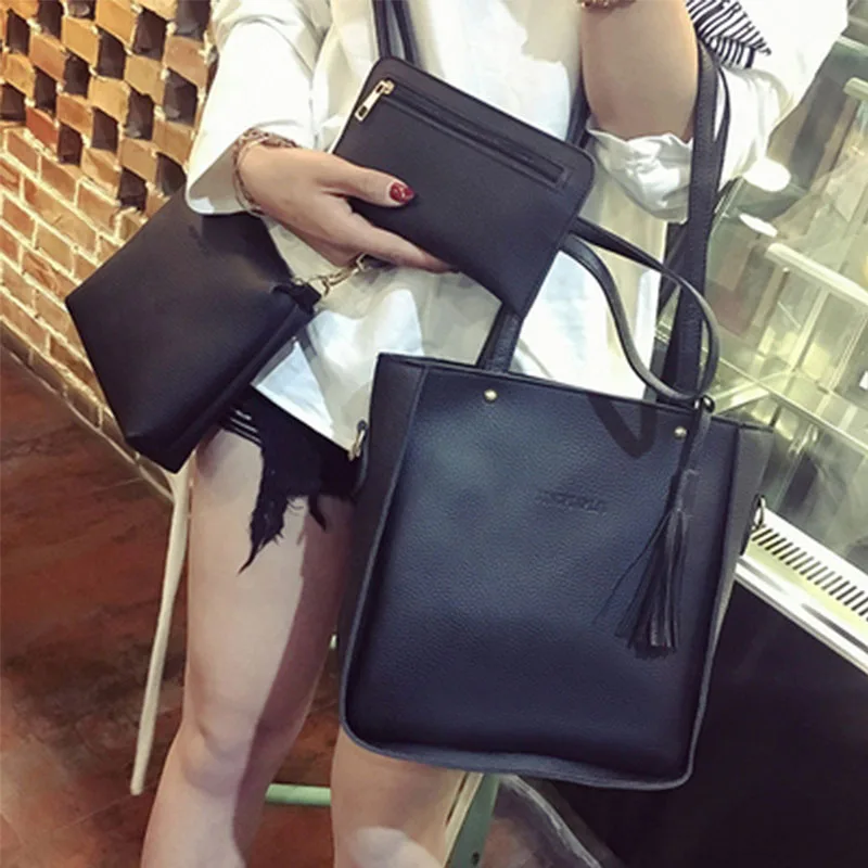 3 шт./компл. женские Сумки из искусственной кожи модные сумки с кисточками кожаная