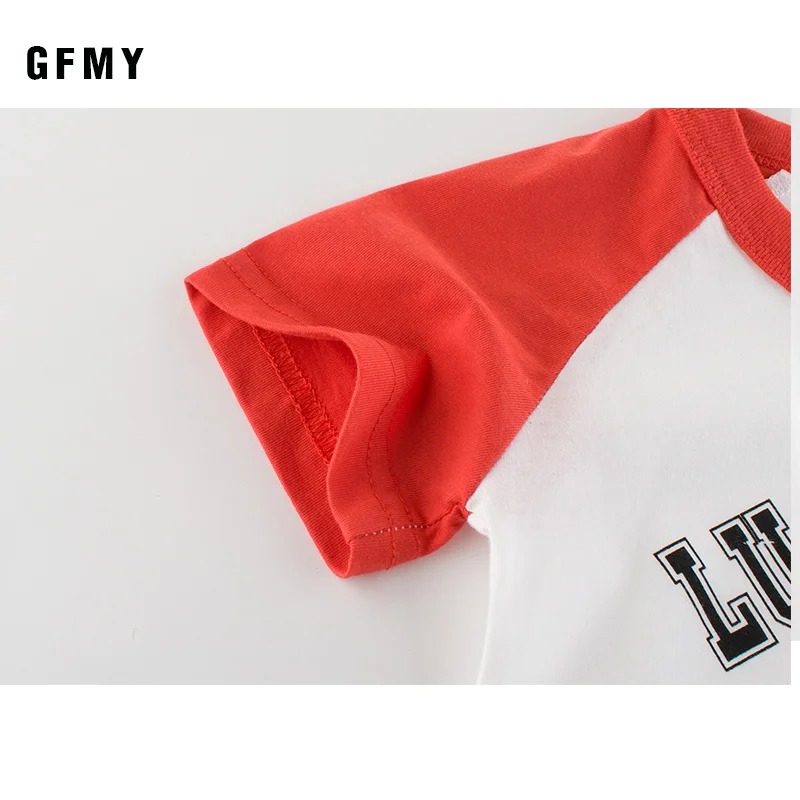 GFMY/2020 г. Хлопковая футболка для отдыха с круглым вырезом красный синий желтый
