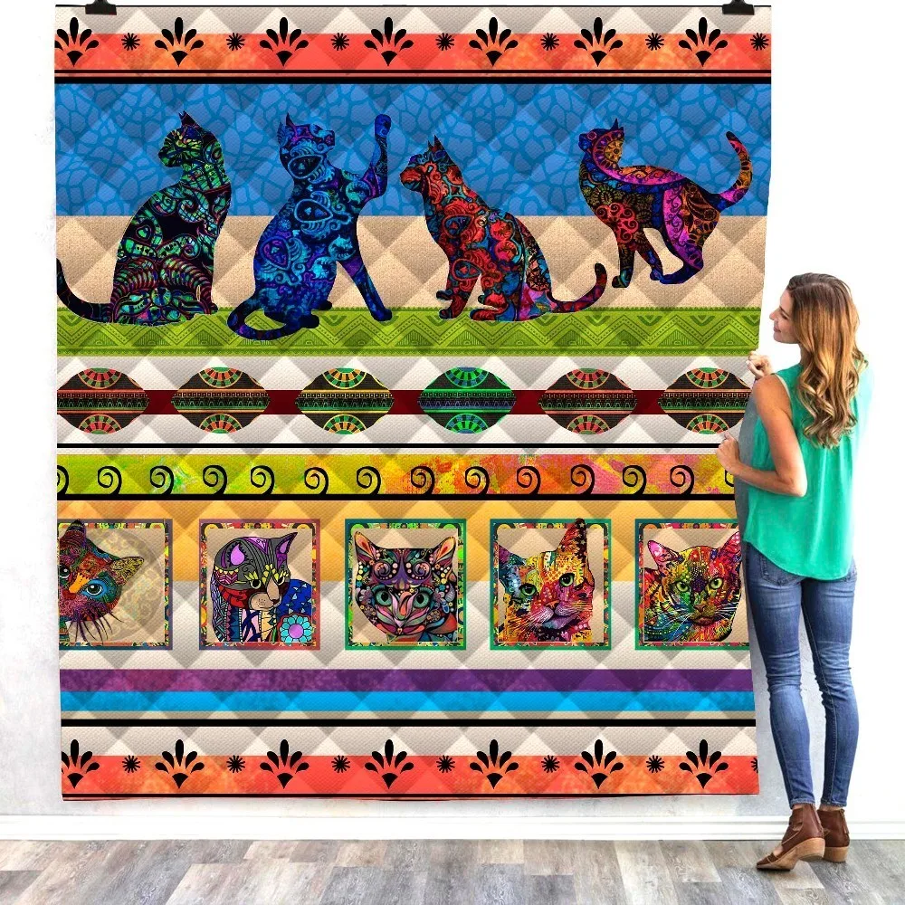 Милый домашний чехол для дивана с аниме принтом кошки стеганое одеяло кровати