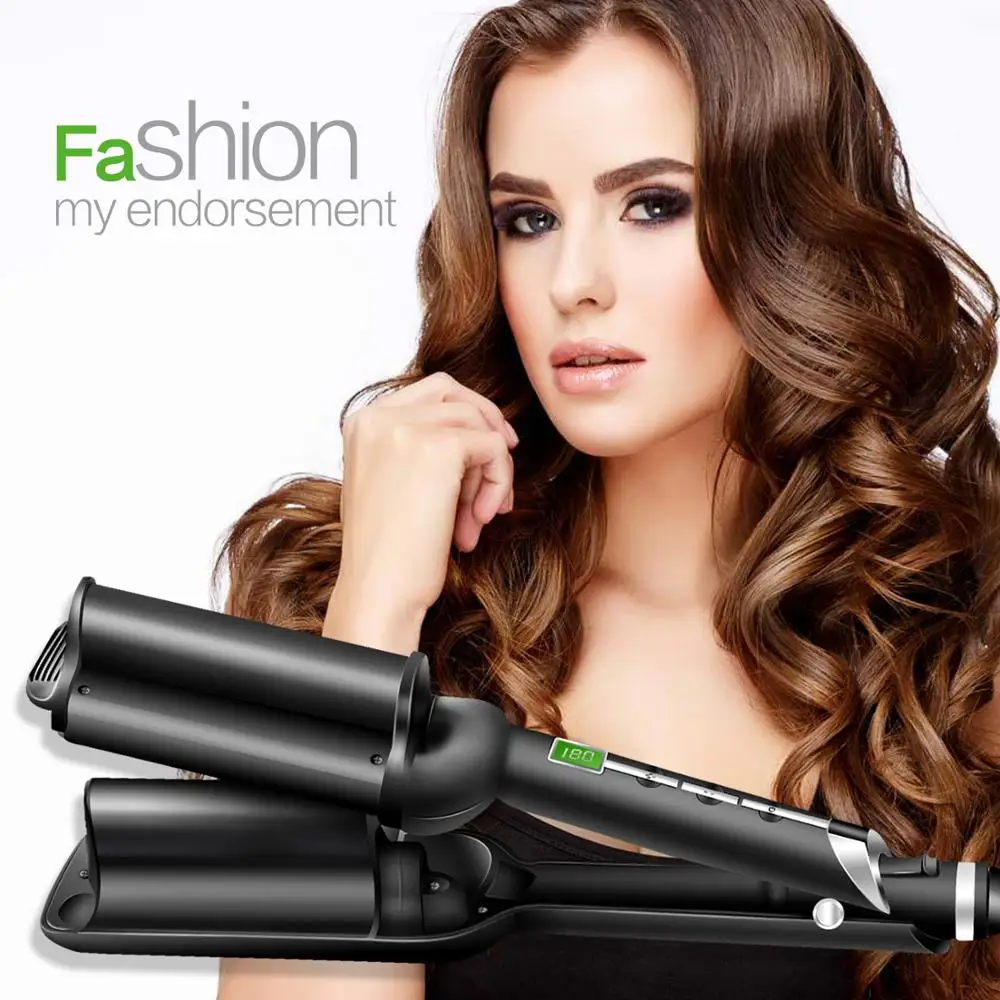 

Professional Nano-Titanium Hair Curler 32mm Deep Wave Hair Curling Irons Ceramic Triple Barrel Wave Curlers Corrugated Hair Curl