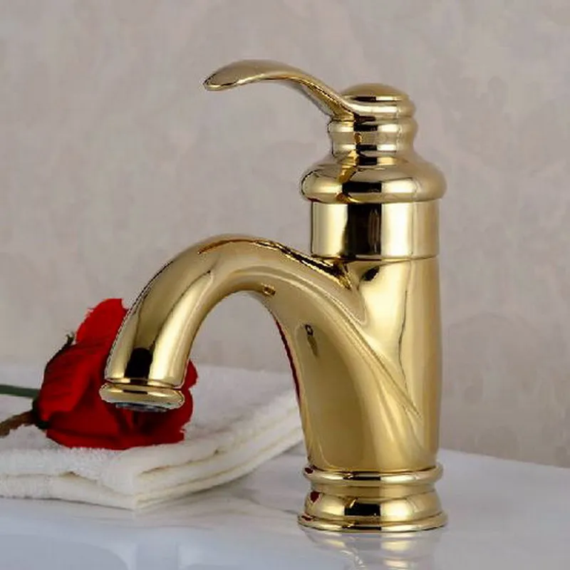 Роскошный полированный хромированный латунный смеситель золотого цвета с одной