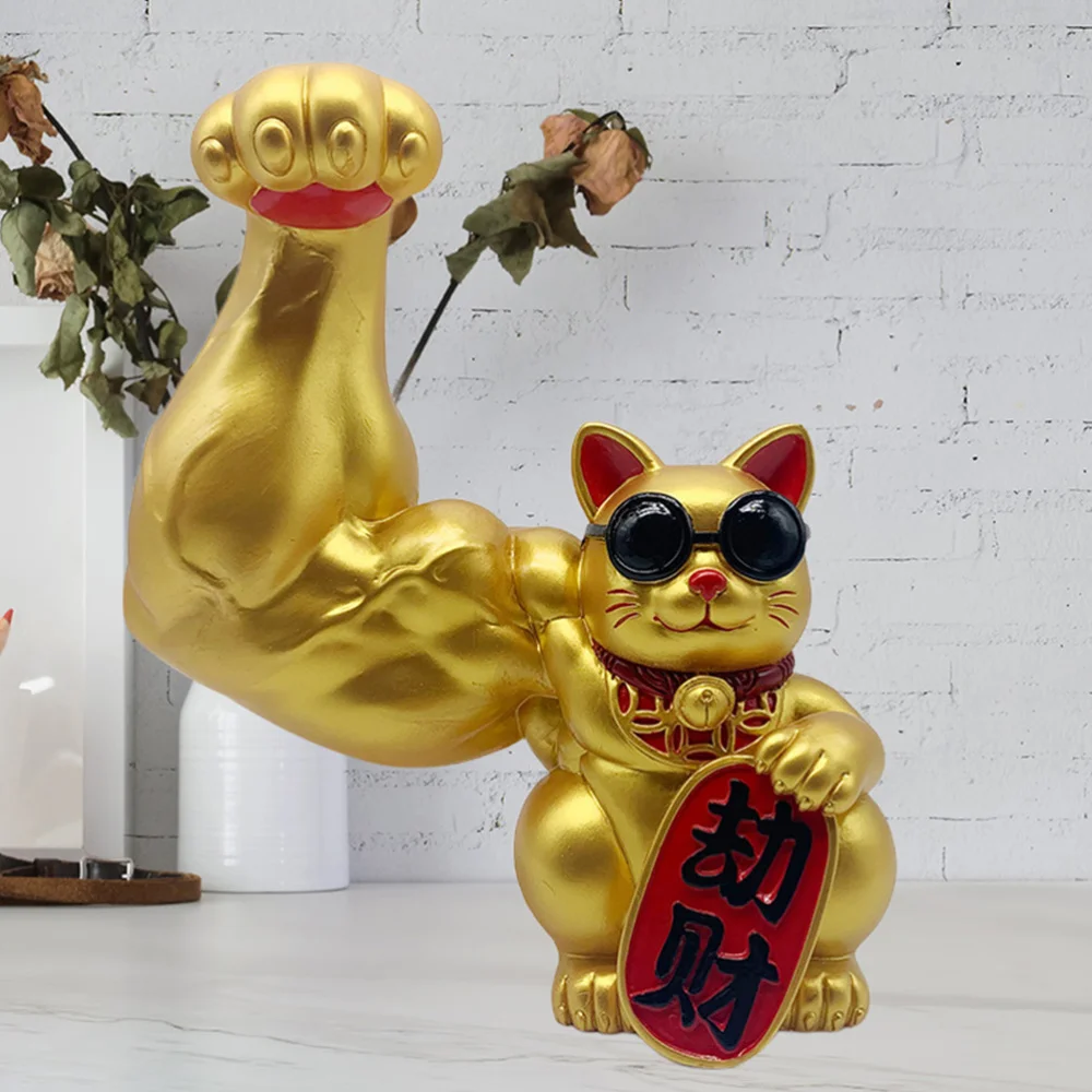 

1Pc Shop Open Fortune Cat Desktop Decoration Creative Arm Muscles Cat Adornment