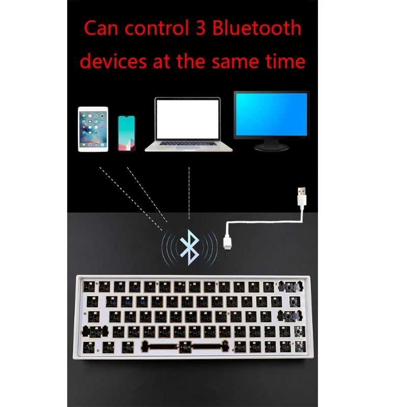 

NP641 Wireless/Wired/Bluetooth Three Modes RGB Hot Swap Programmable PCB Plate Cherry MX Mechanical Keyboard DIY kit