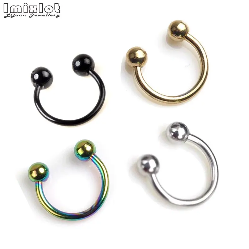 8/10 шт. кольцо из нержавеющей стали для пирсинга носа Подкова шарик шип