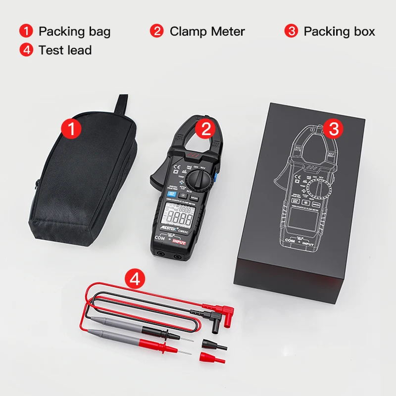 True RMS Digital Clamp Meter MESTEK CM83D DC AC Current Voltage Ampere NCV Ohm Tester Ammeter Multimeter Electrician Tool