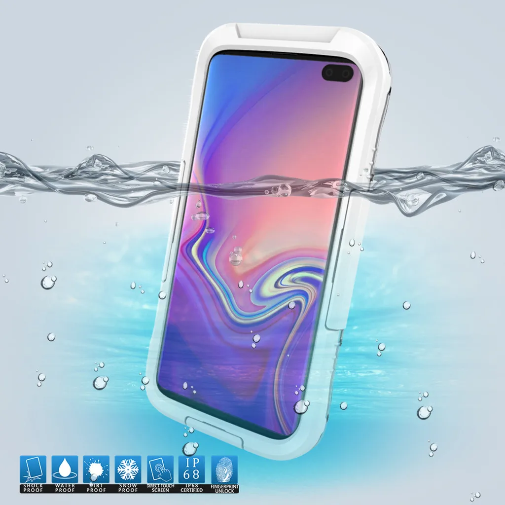 Фото Водонепроницаемый чехол с защитой экрана для samsung Galaxy S10 Plus защитный задней Водонепроницаемый чехол с защитой экрана для samsung Galaxy S10 Plus защитный задней