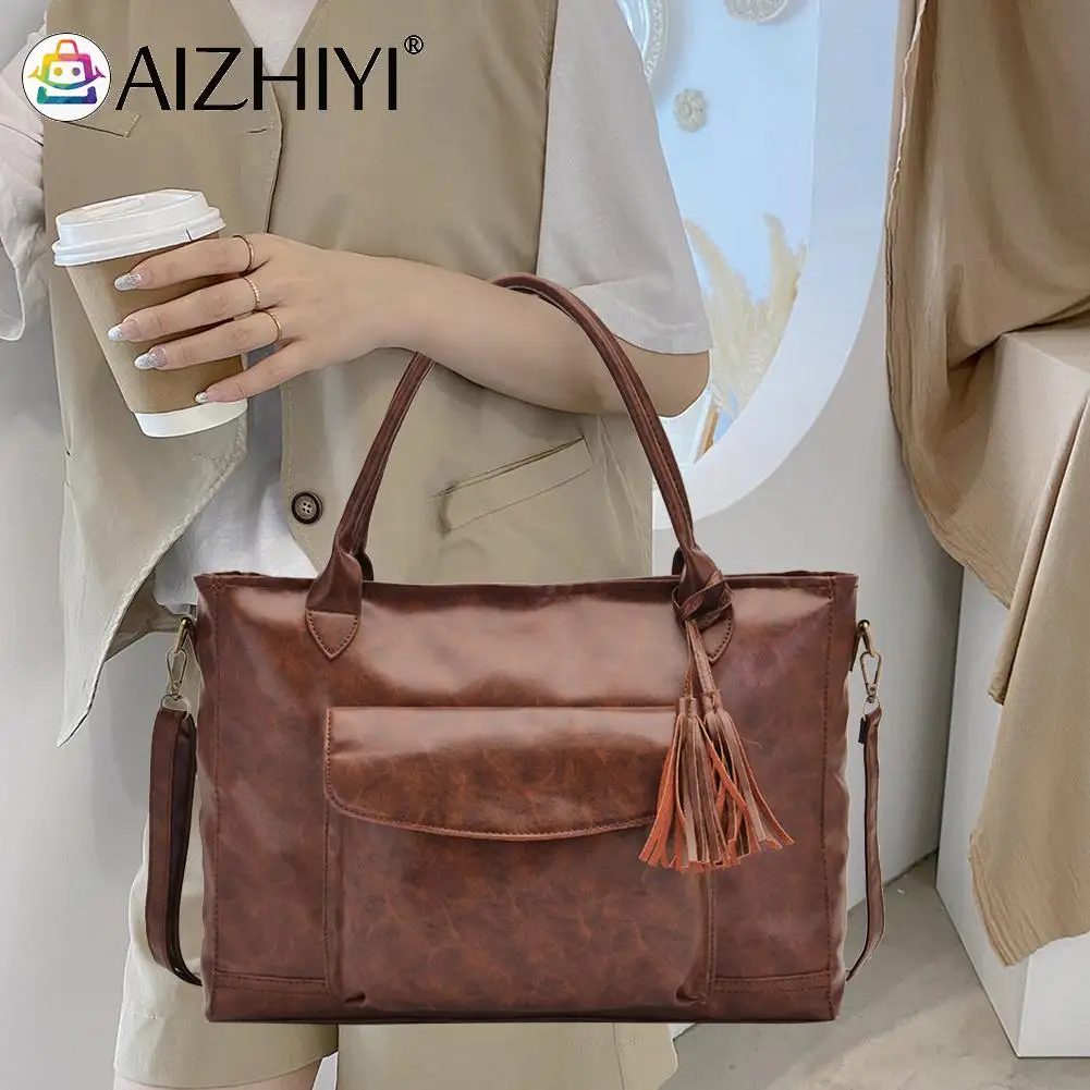 

Women Fashion Soft PU Leather Solid Color Shoulder Shopping Bag Ladies Large Capacity Tote Handbags Luggage Bags
